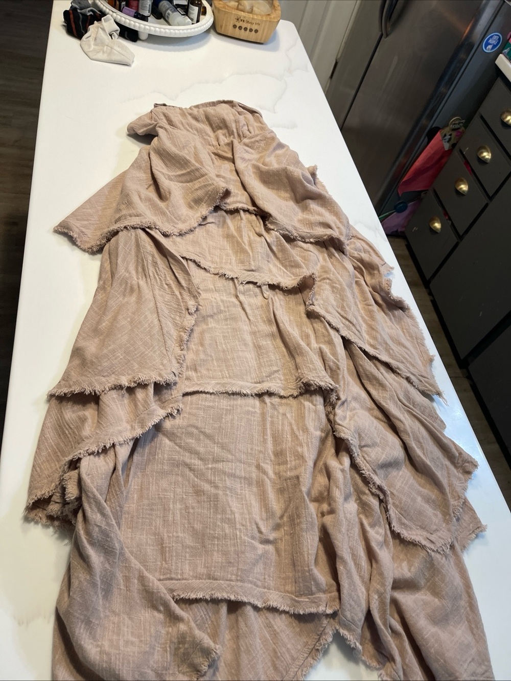 Free People Tiered Ruffle Maxi Dress in taupe